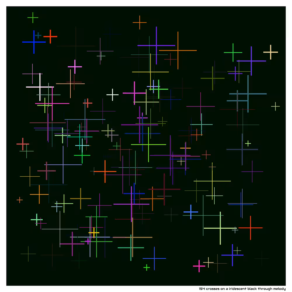 154 crosses on a iridescent black through melody