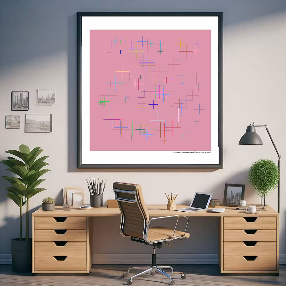 114 crosses on glazed rose of lantern and descent in room setting