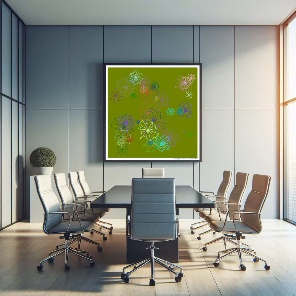 45 crystals on gleaming garnet from dust in room setting