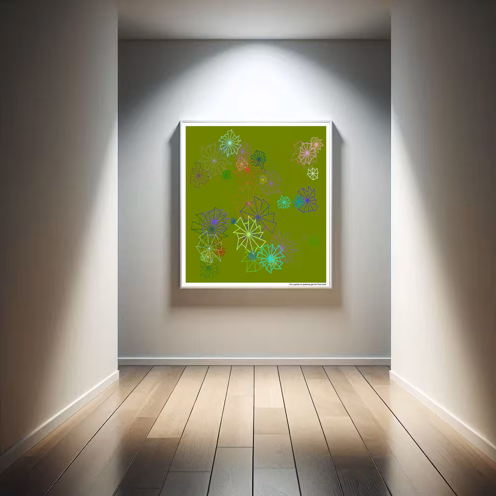 45 crystals on gleaming garnet from dust in room setting