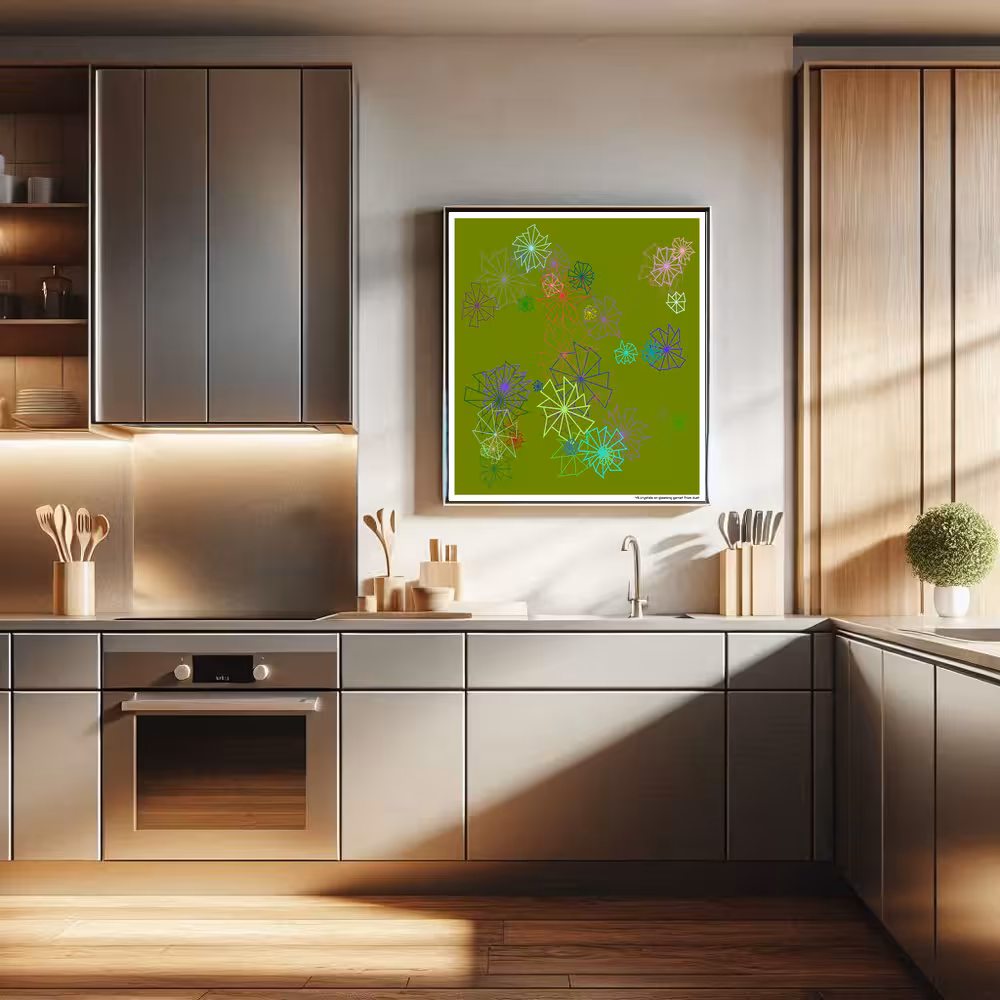 45 crystals on gleaming garnet from dust in room setting