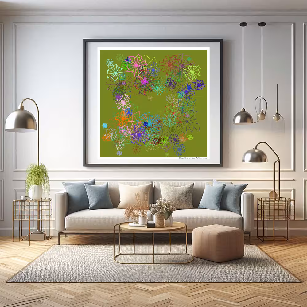 131 crystals on whirlpool of stained mauve in room setting