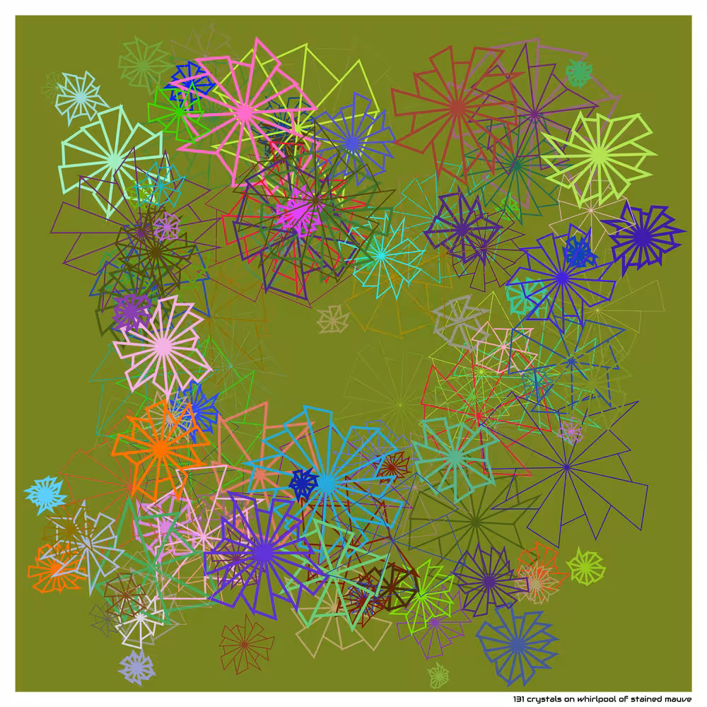 131 crystals on whirlpool of stained mauve