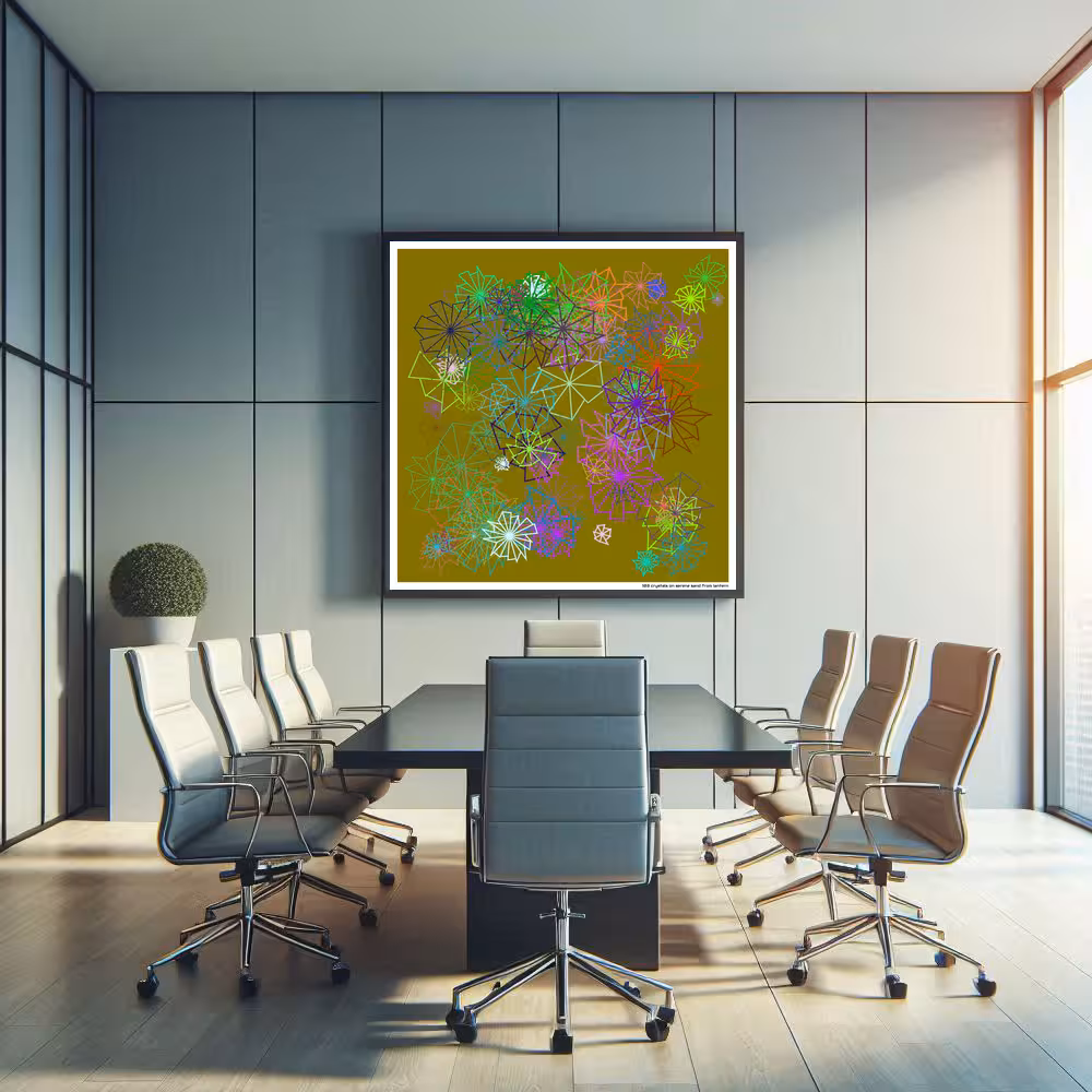 103 crystals on serene sand from lantern in room setting