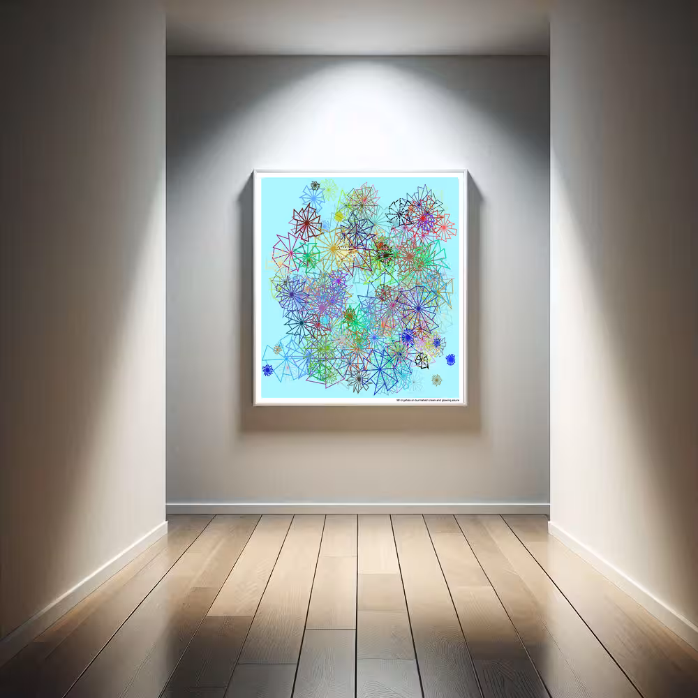 181 crystals on burnished cream and glowing azure in room setting