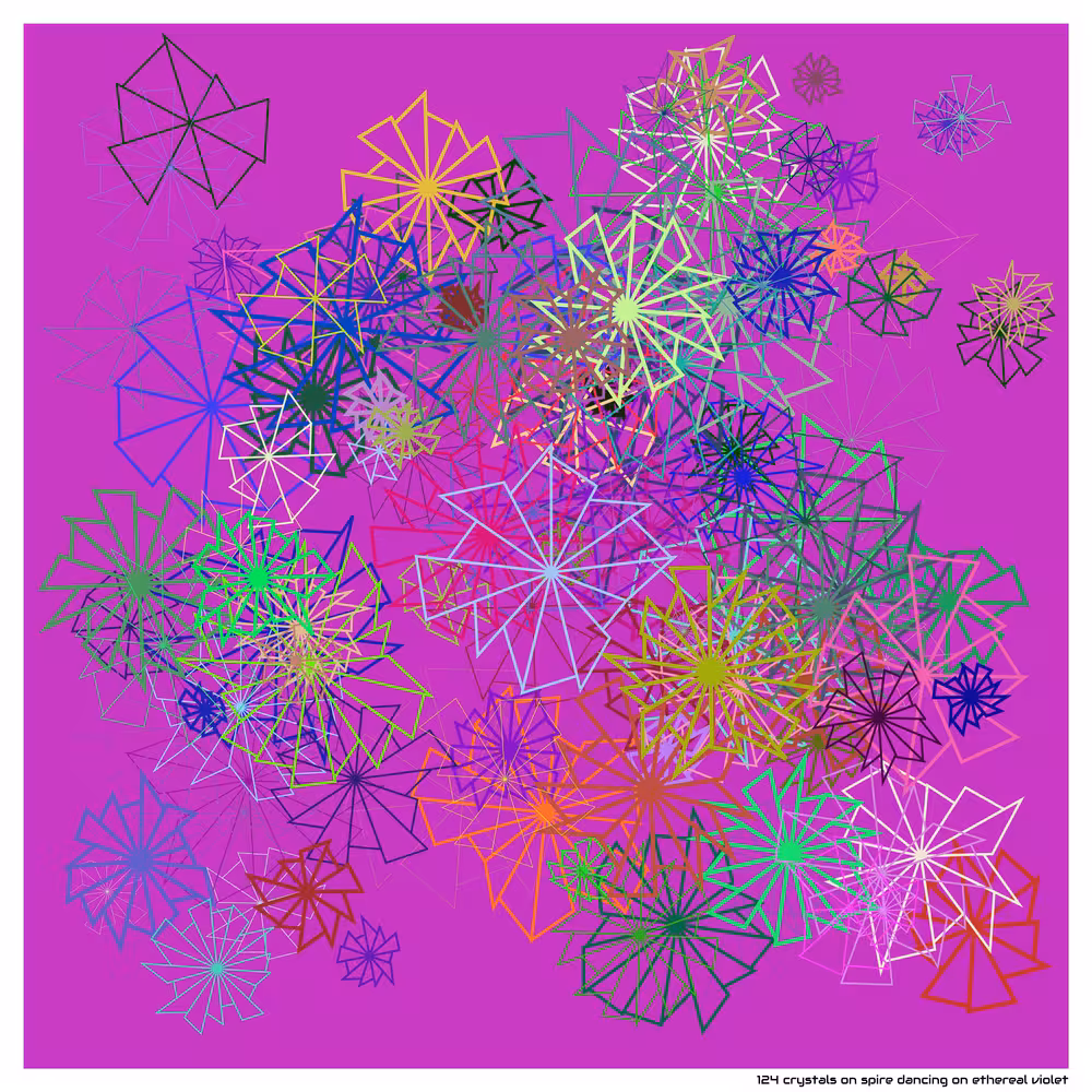 124 crystals on spire dancing on ethereal violet