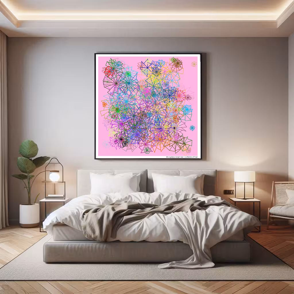 184 crystals on bright rose — a reflection of frost in room setting