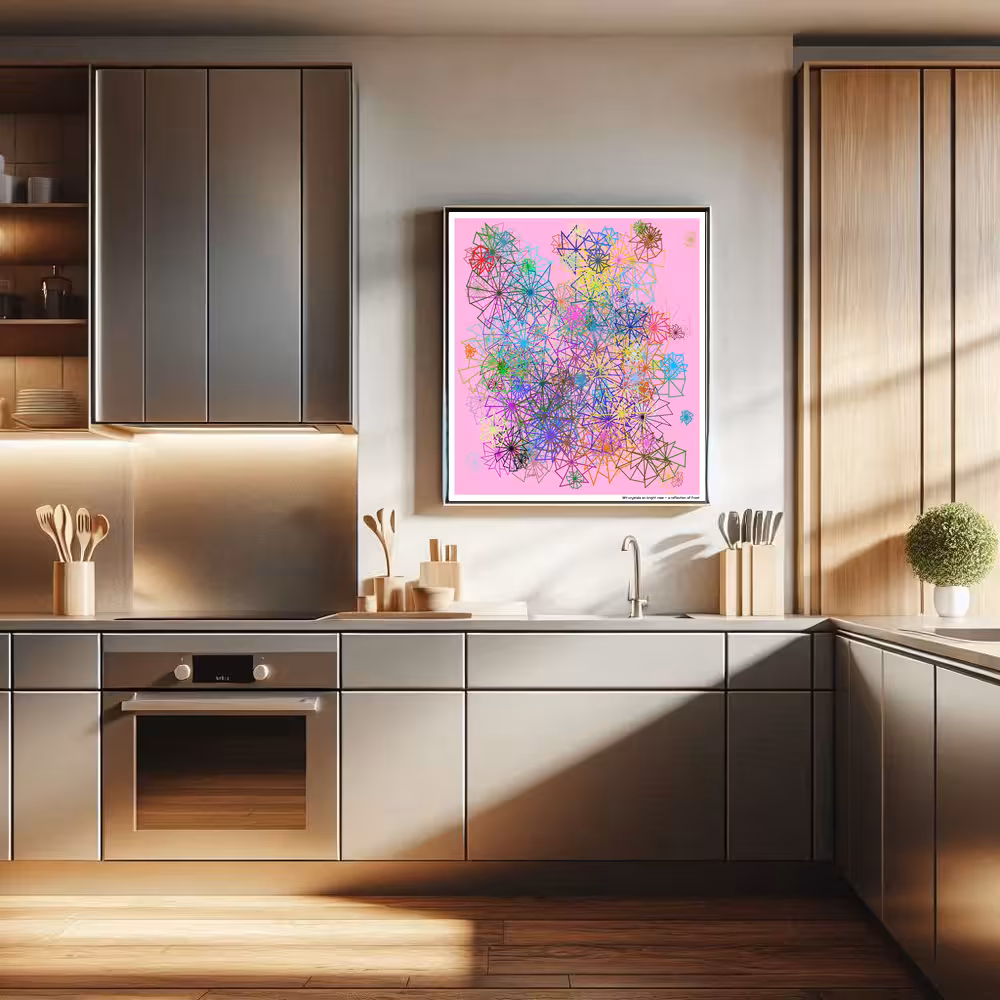 184 crystals on bright rose — a reflection of frost in room setting