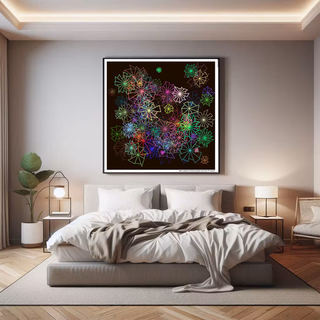 106 crystals on flickering black and moon of requiem in room setting