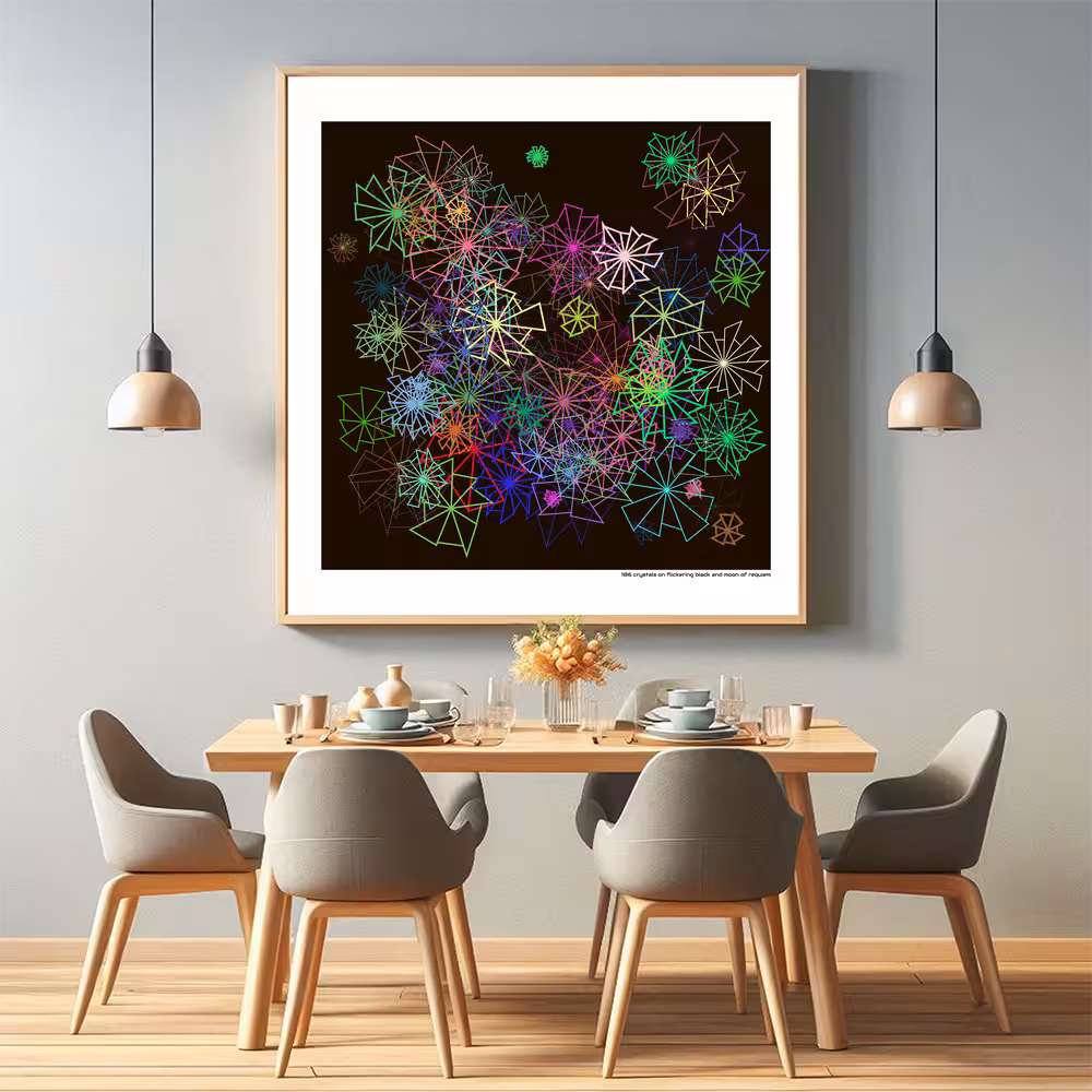 106 crystals on flickering black and moon of requiem in room setting