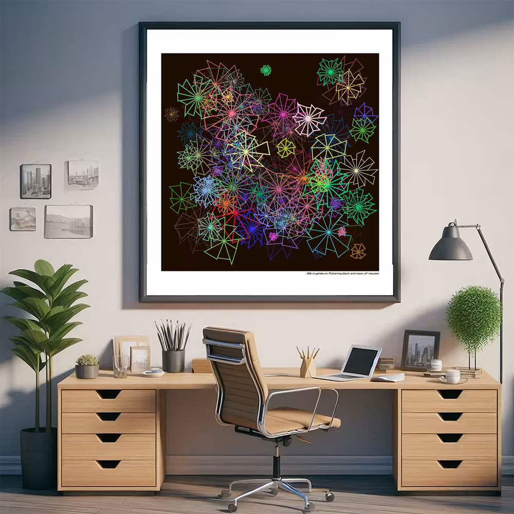 106 crystals on flickering black and moon of requiem in room setting