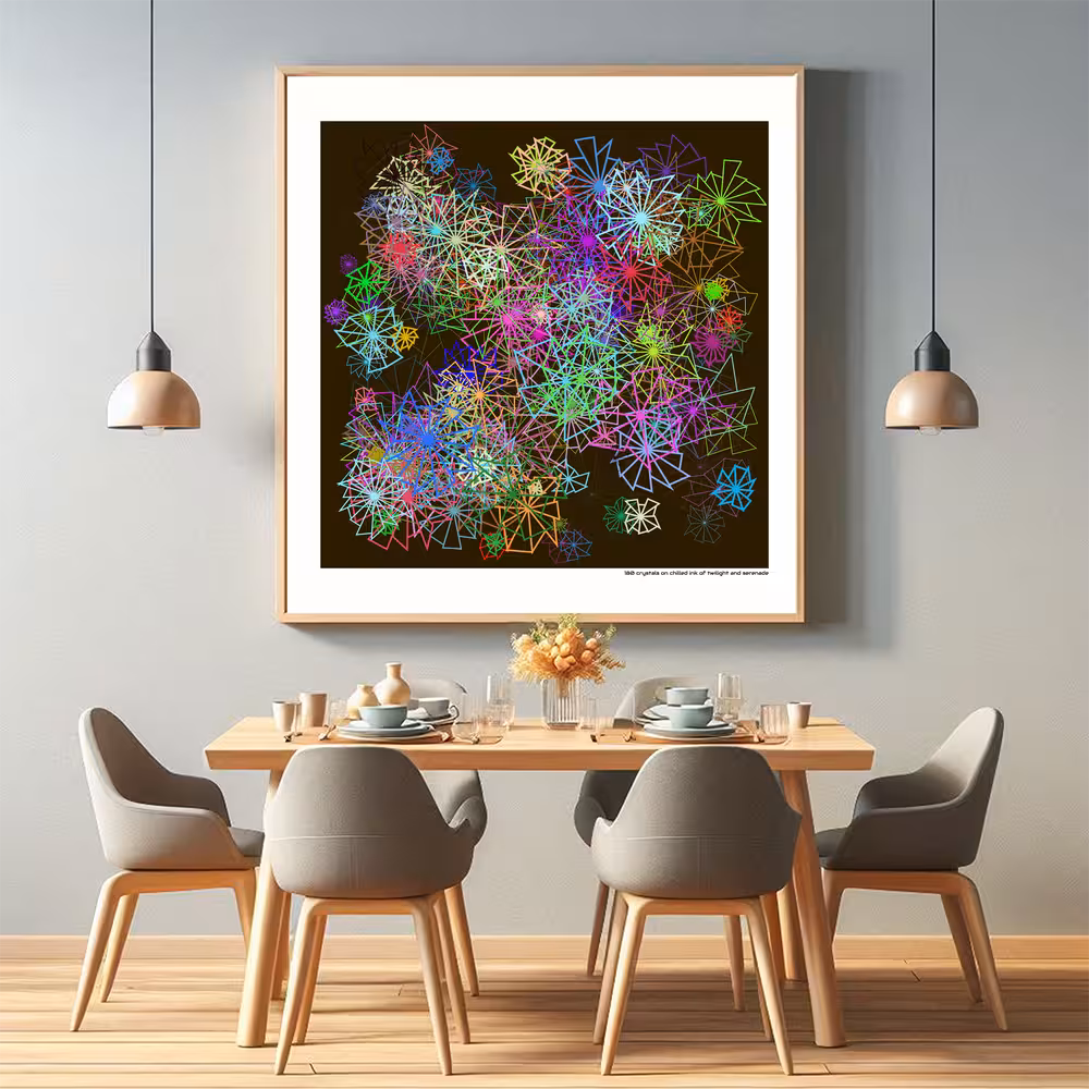 180 crystals on chilled ink of twilight and serenade in room setting