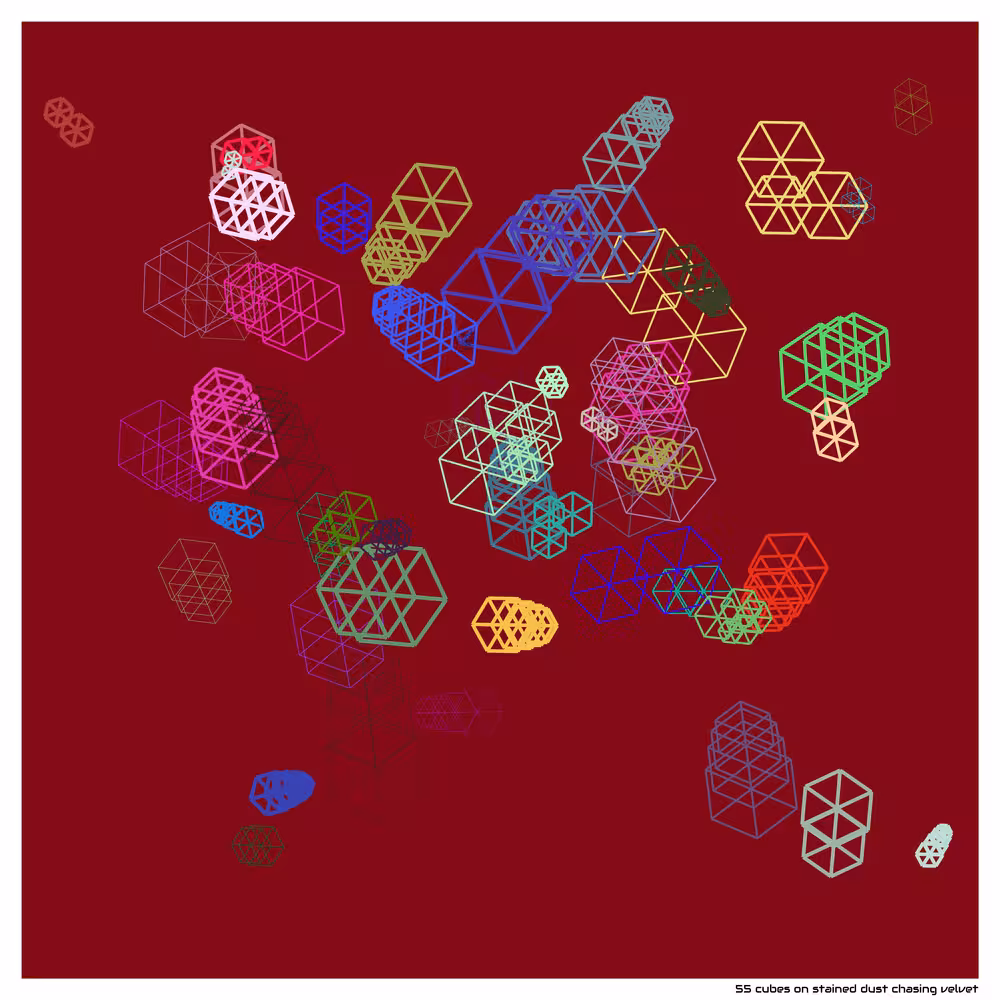 55 cubes on stained dust chasing velvet