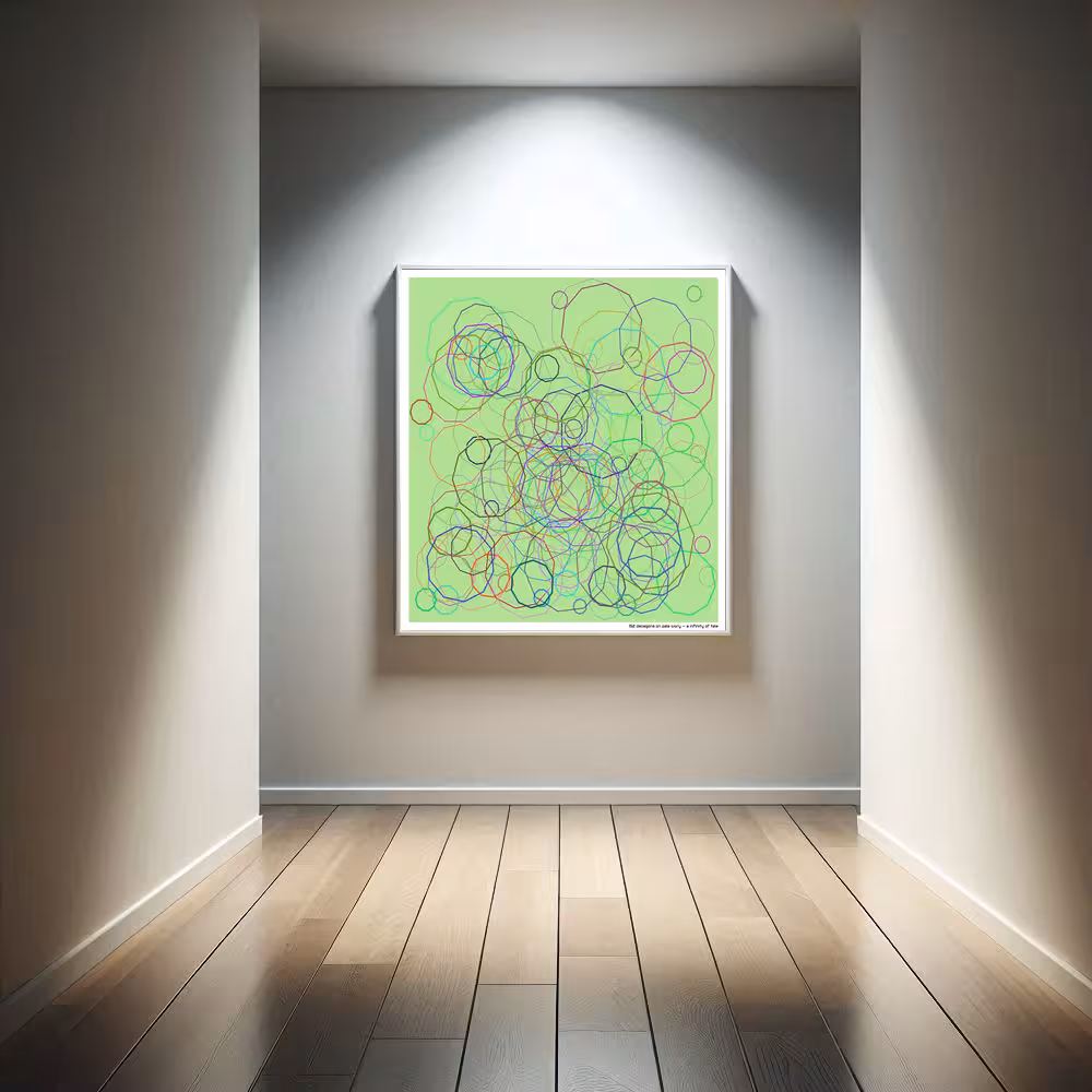 152 decagons on pale ivory — a infinity of tale in room setting