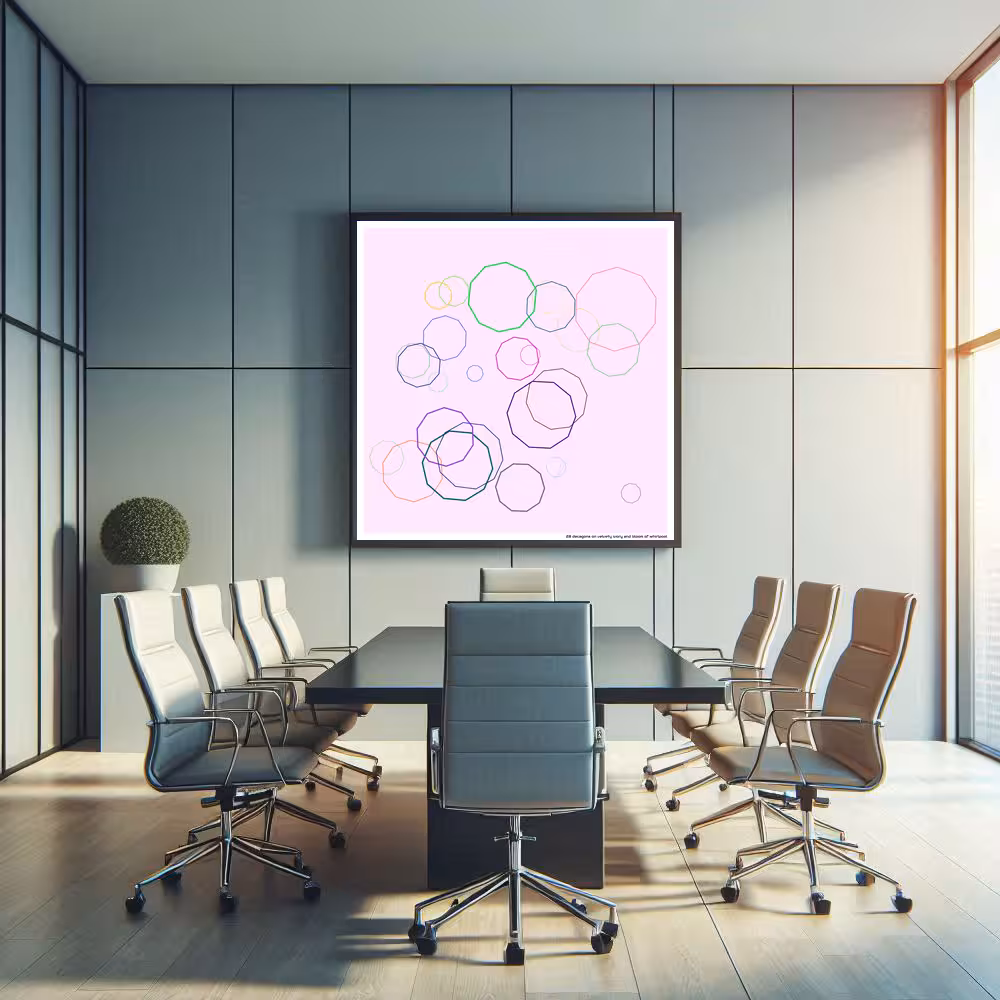 28 decagons on velvety ivory and bloom of whirlpool in room setting