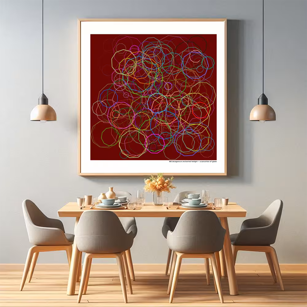 166 decagons on enchanted twilight — a conviction of gleam in room setting