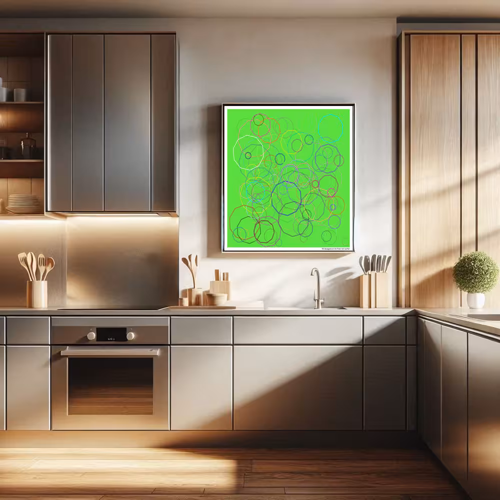 115 decagons on ink from rich butter in room setting