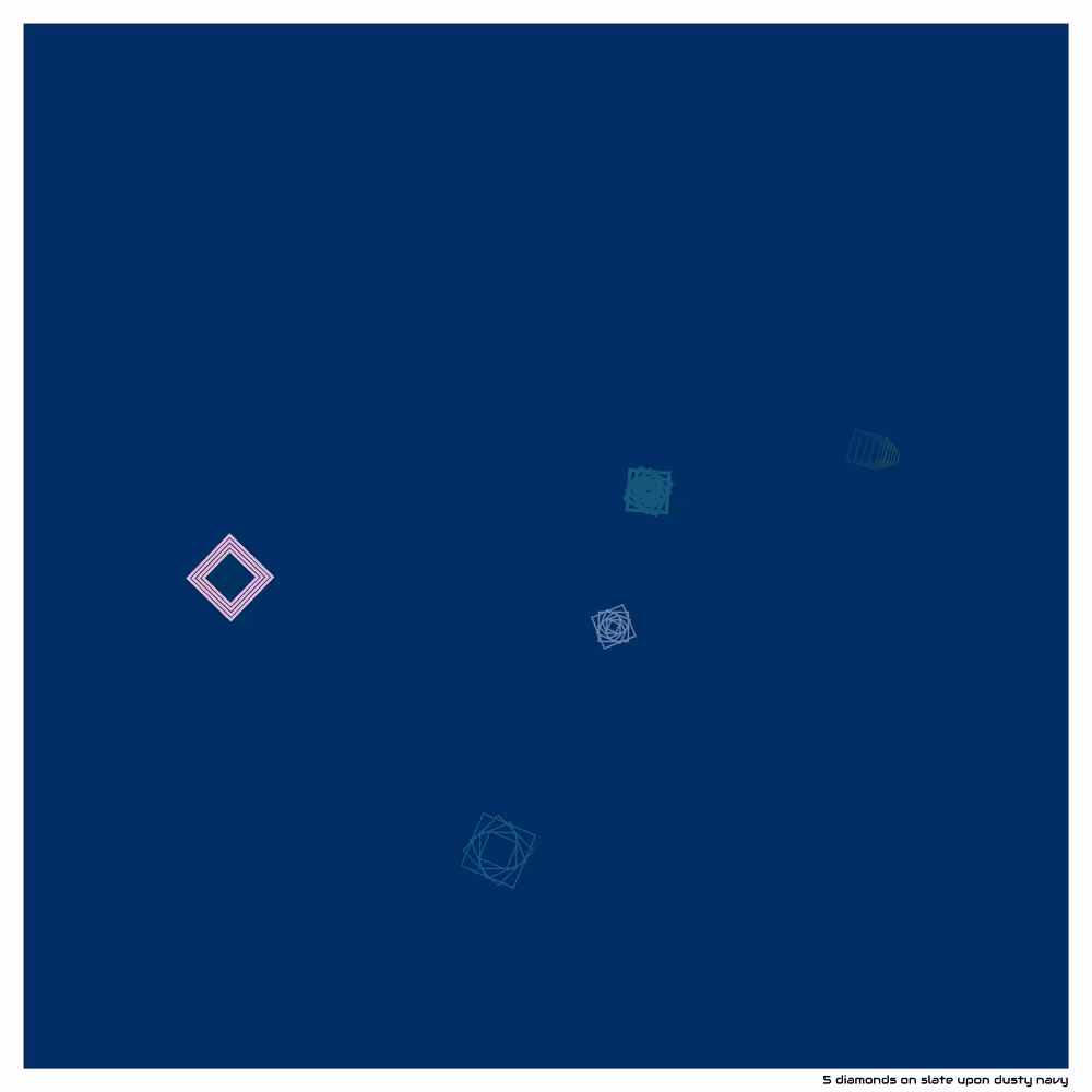 5 diamonds on slate upon dusty navy