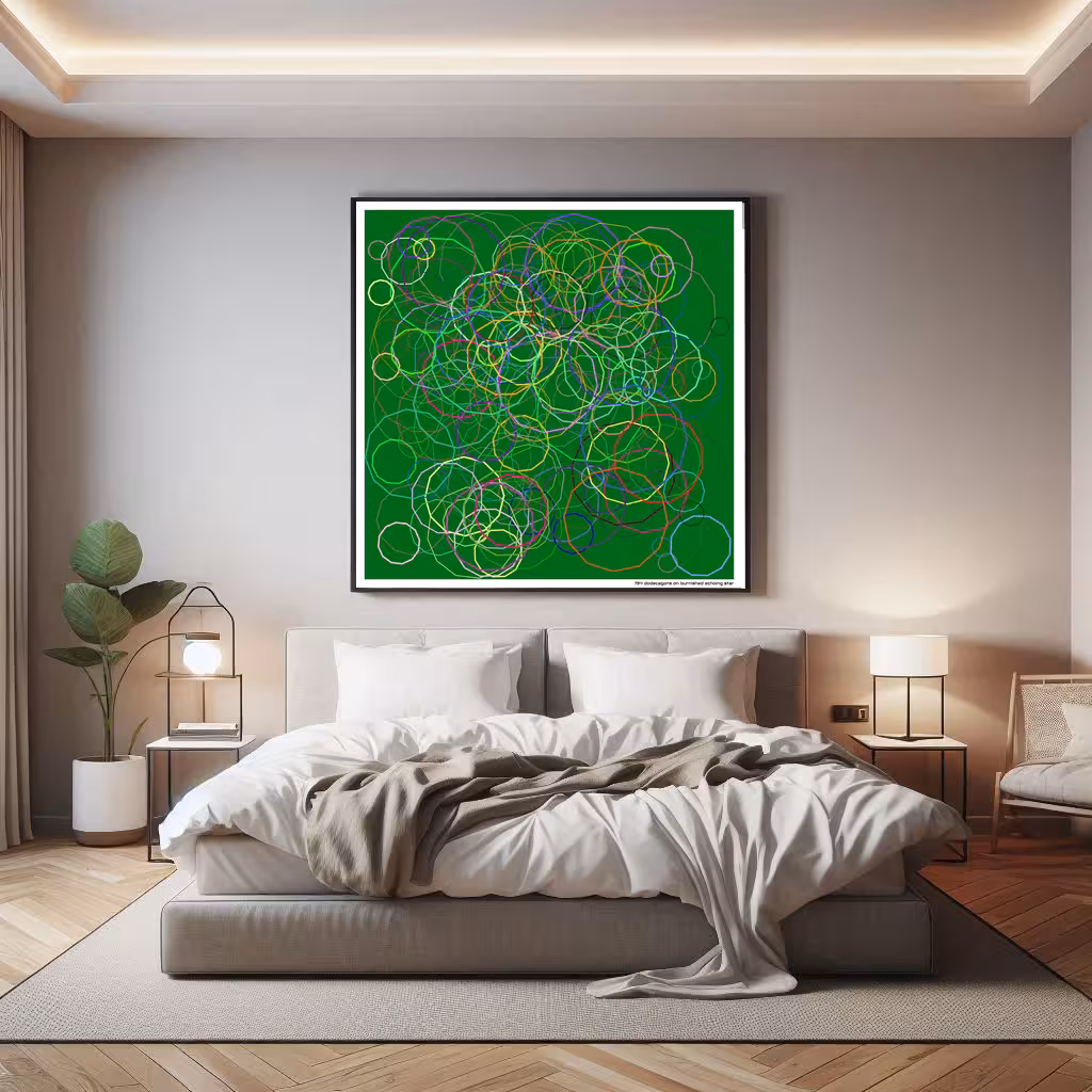 194 dodecagons on burnished echoing star in room setting