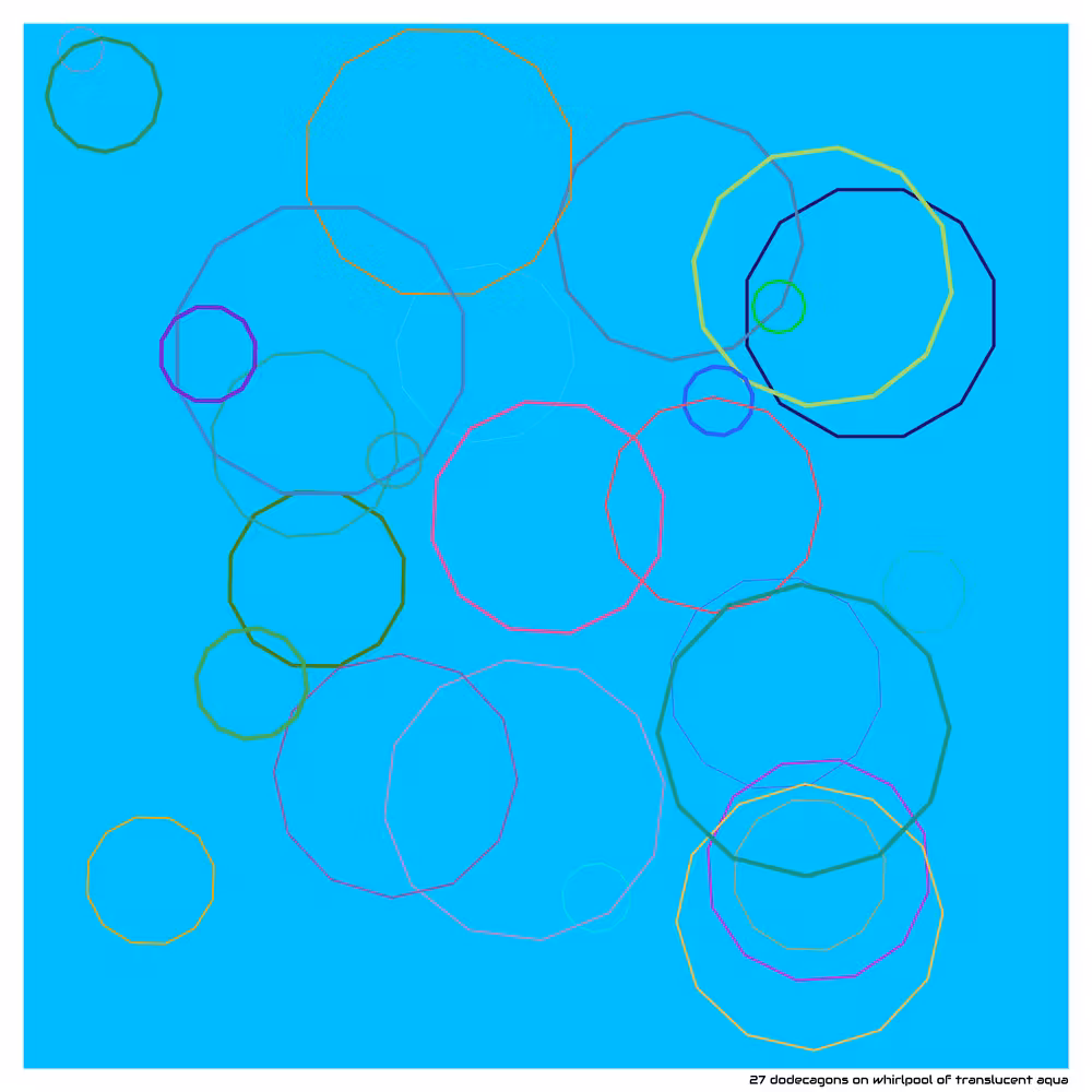 27 dodecagons on whirlpool of translucent aqua