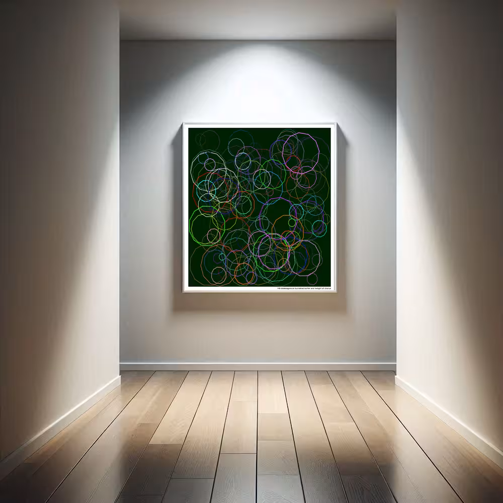 149 dodecagons on burnished butter and twilight of chorus in room setting