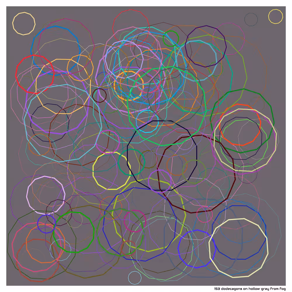 153 dodecagons on hollow gray from fog