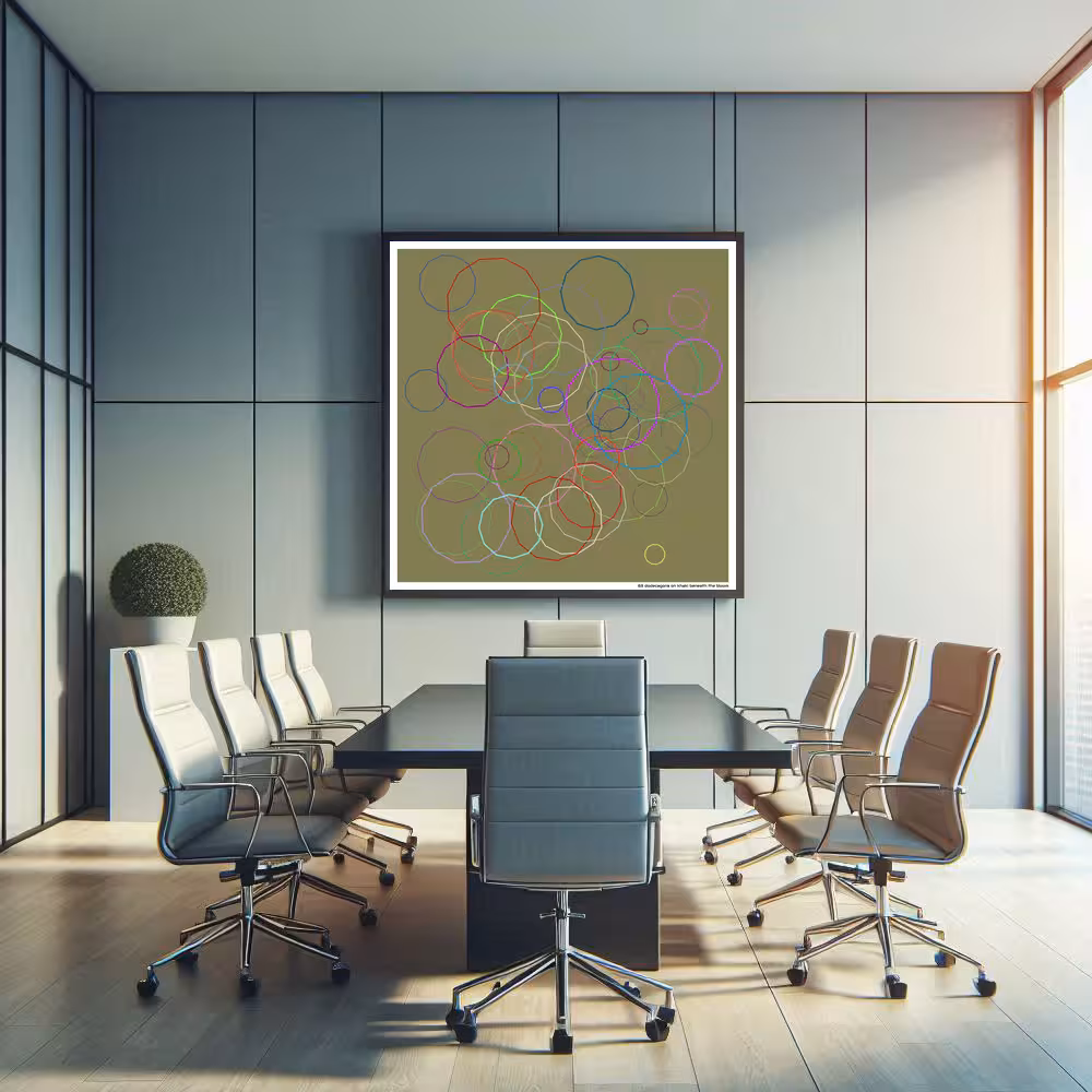 63 dodecagons on khaki beneath the bloom in room setting