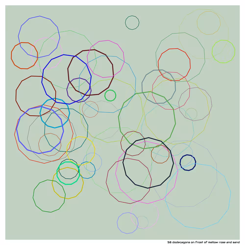 58 dodecagons on frost of mellow rose and sand