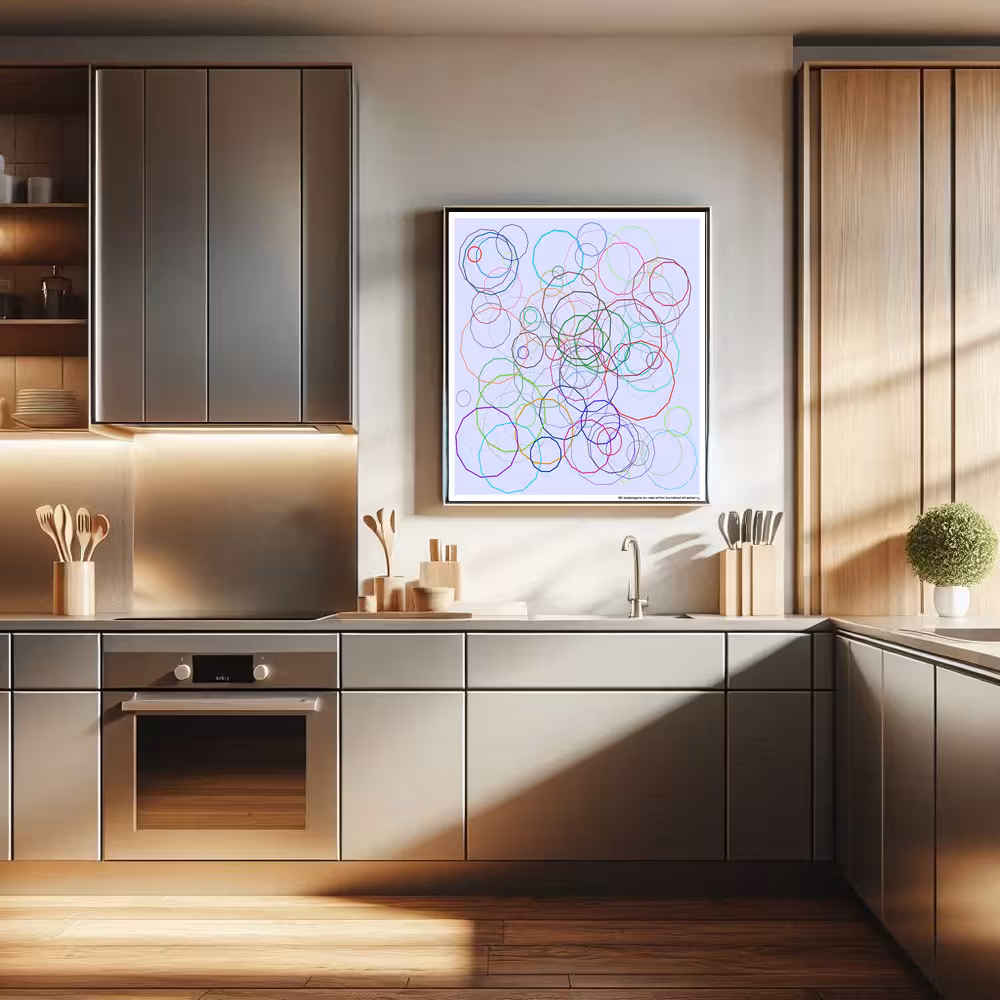 101 dodecagons on rose within burnished strawberry in room setting