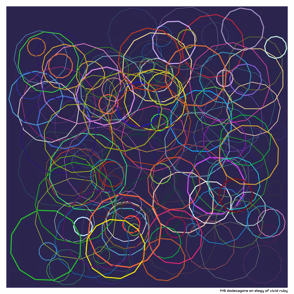 149 dodecagons on elegy of vivid ruby