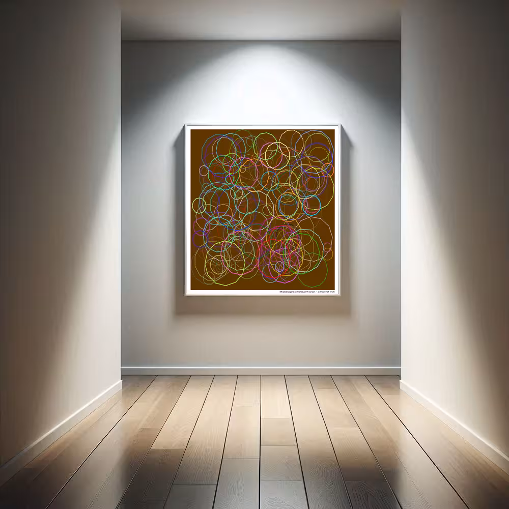 176 dodecagons on translucent maroon — a descent of truth in room setting