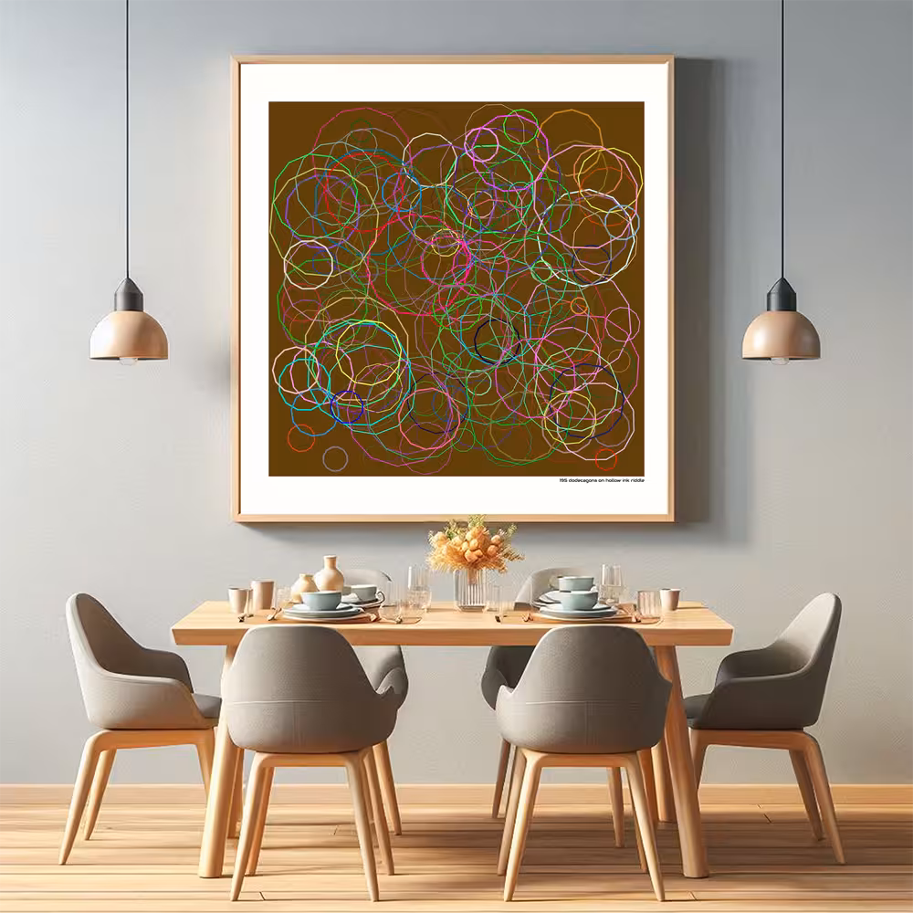 195 dodecagons on hollow ink riddle in room setting