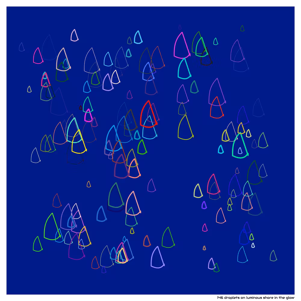 146 droplets on luminous shore in the glow