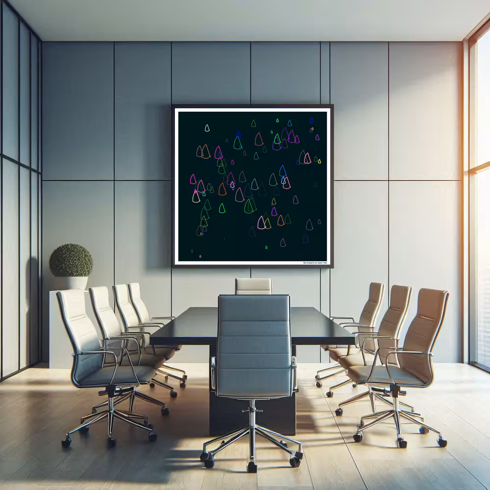 92 droplets on black tide in room setting