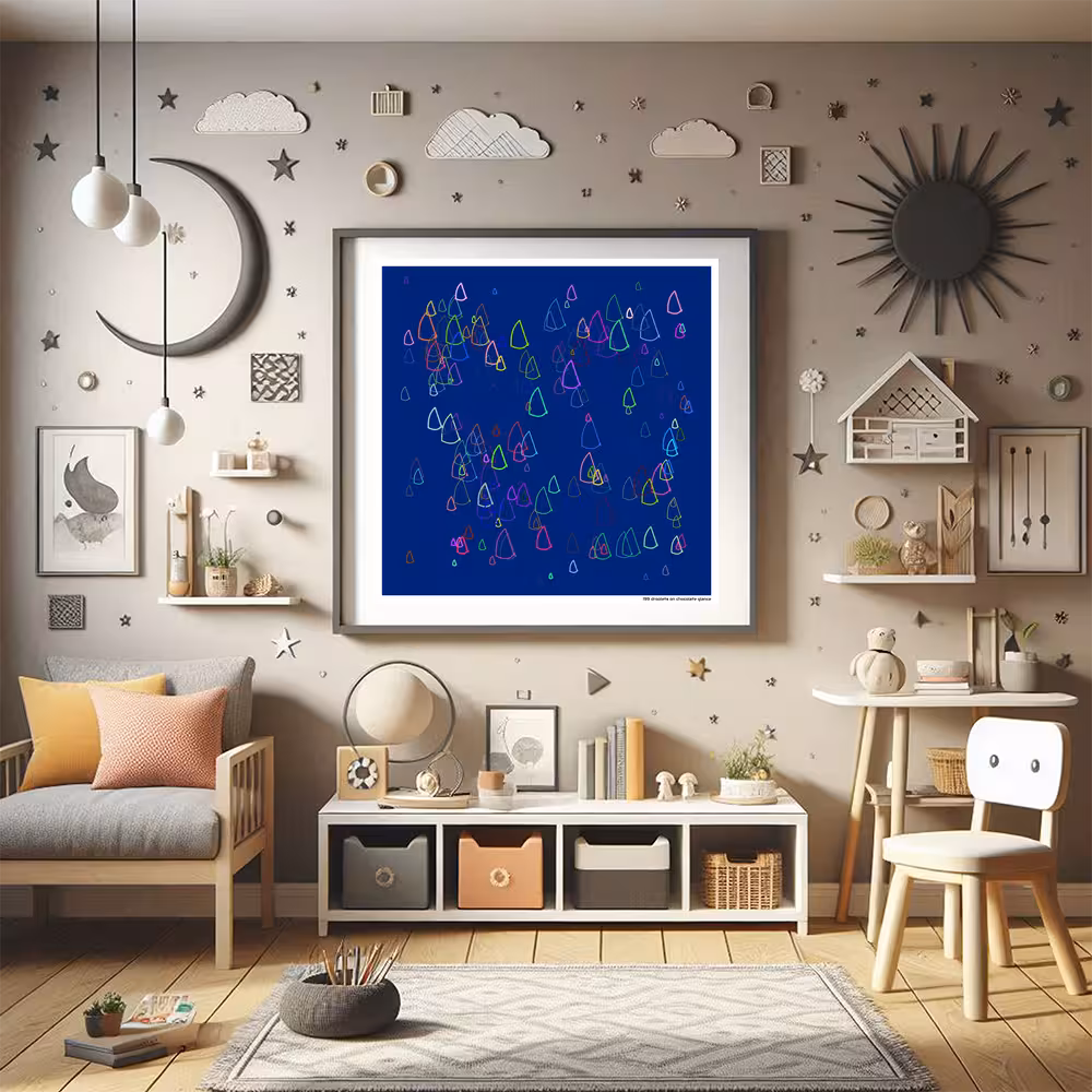 199 droplets on chocolate glance in room setting