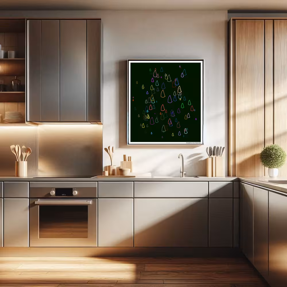 111 droplets on ink in frozen black in room setting