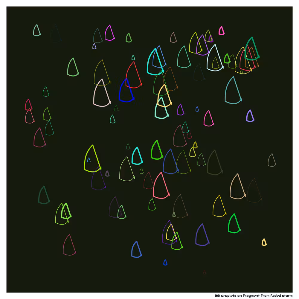 90 droplets on fragment from faded storm