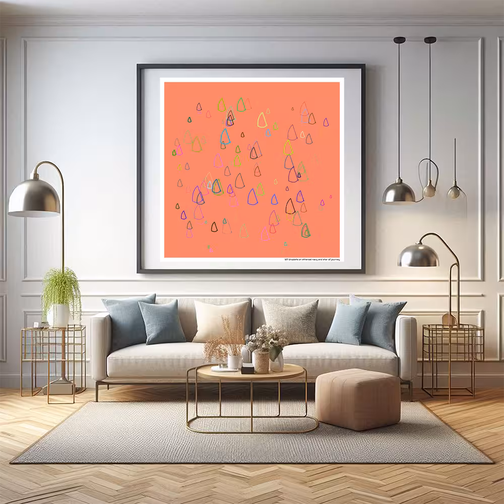 127 droplets on ethereal navy and star of journey in room setting