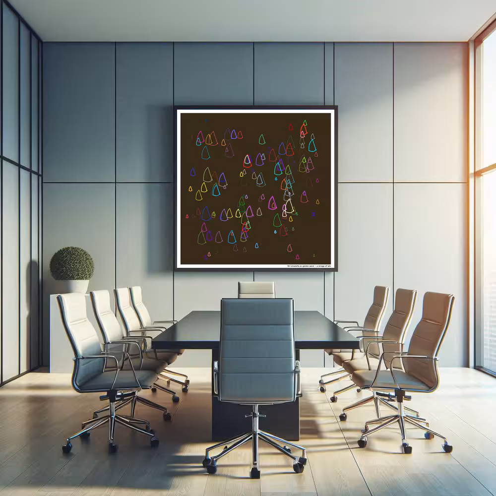 154 droplets on golden sand — a mirage of silk in room setting