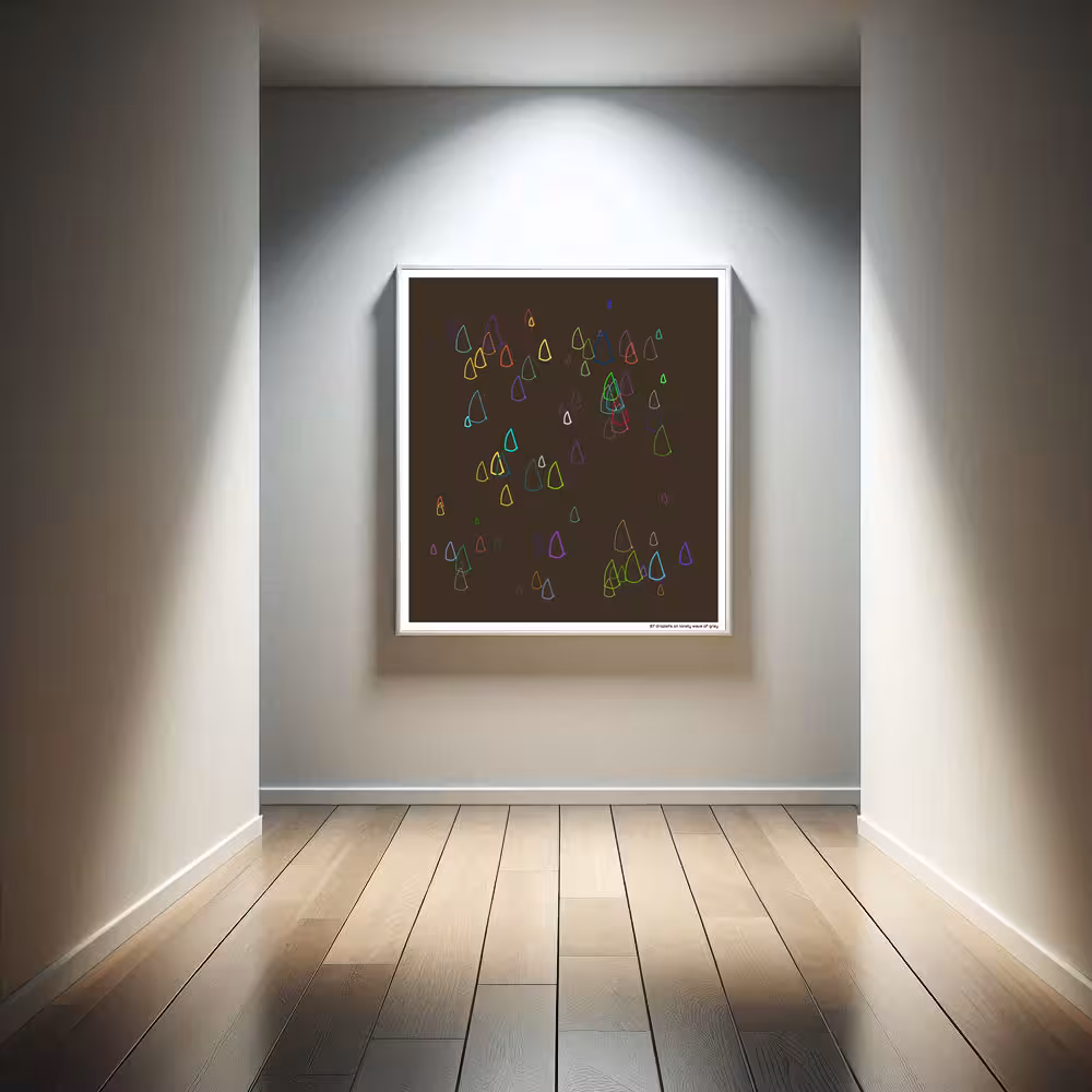 87 droplets on lonely wave of gray in room setting