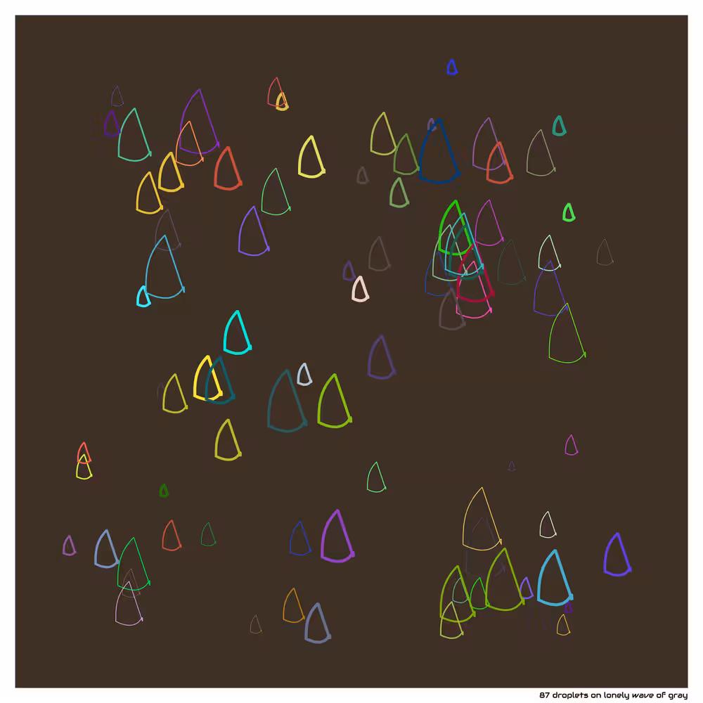 87 droplets on lonely wave of gray
