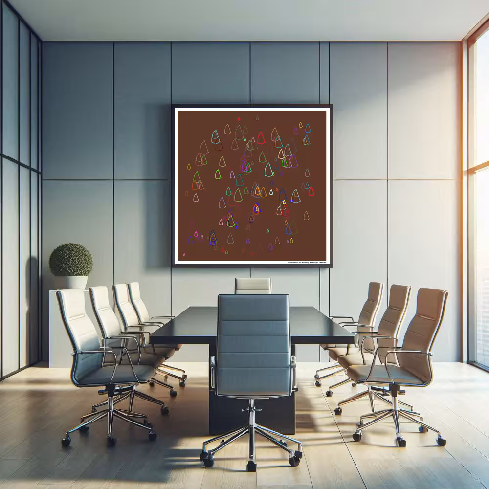 151 droplets on echoing amethyst feather in room setting