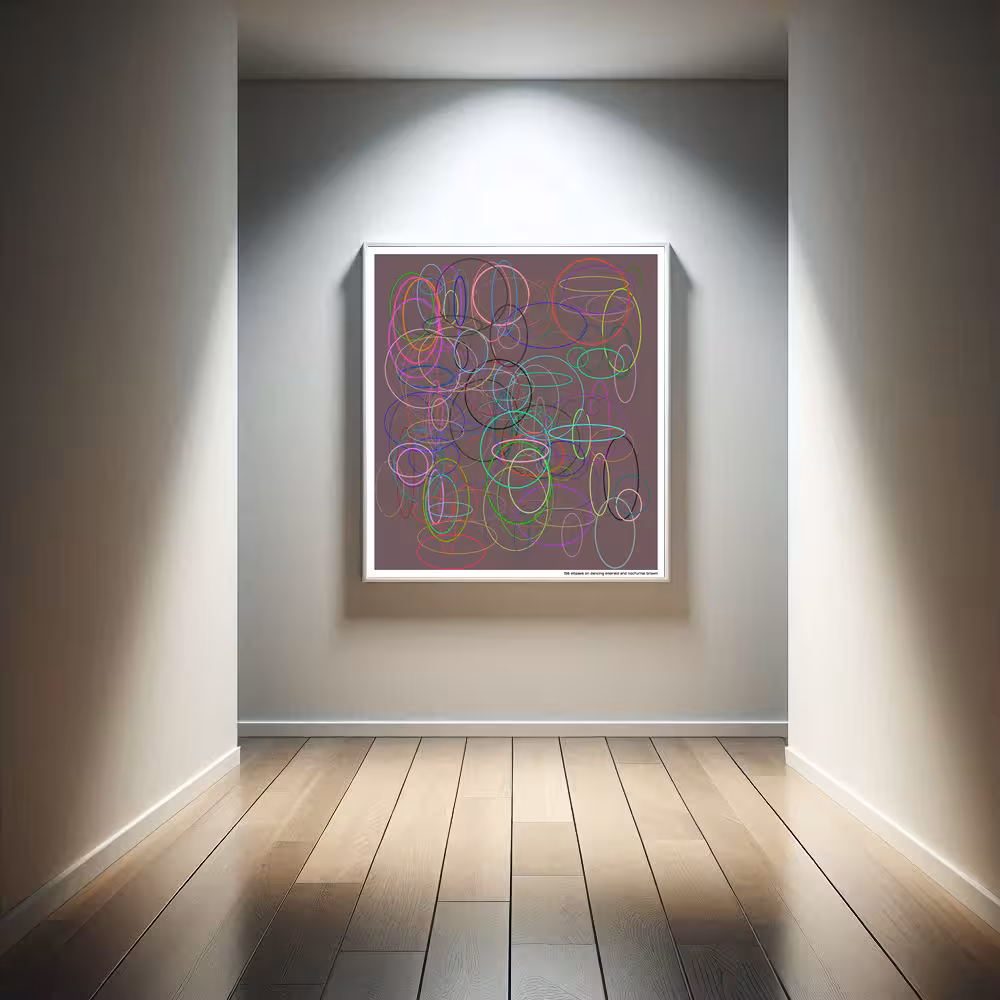 156 ellipses on dancing emerald and nocturnal brown in room setting