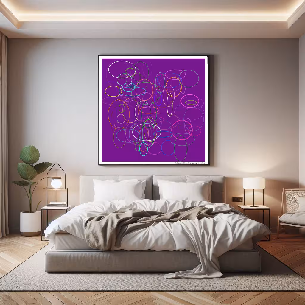 91 ellipses on bloom dancing on mystic mustard in room setting