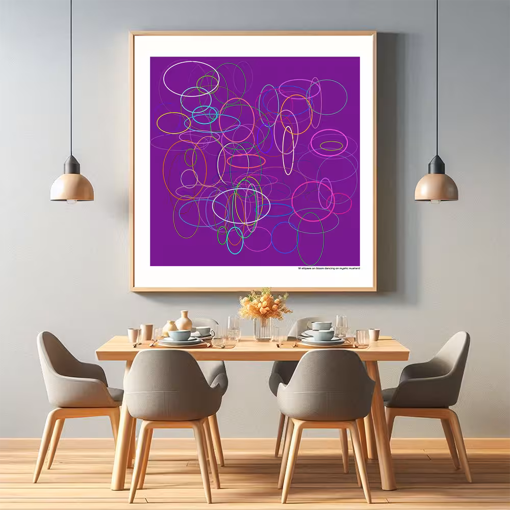 91 ellipses on bloom dancing on mystic mustard in room setting