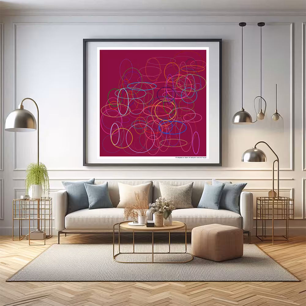 117 ellipses on dawn of delicate void and taupe in room setting