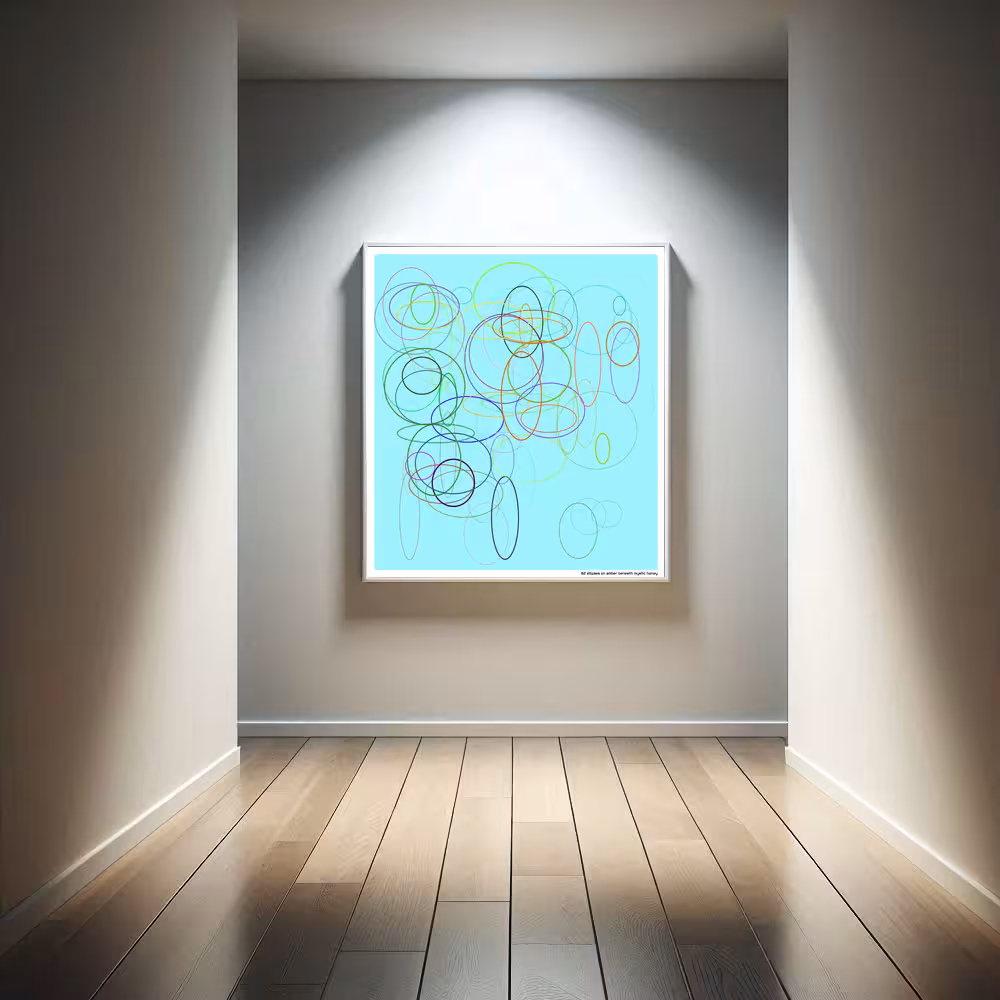 82 ellipses on amber beneath mystic honey in room setting