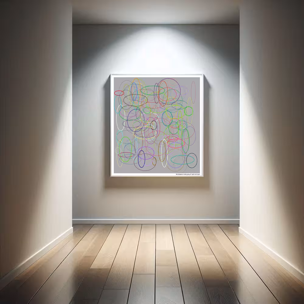 156 ellipses on misty gray of night and hymn in room setting