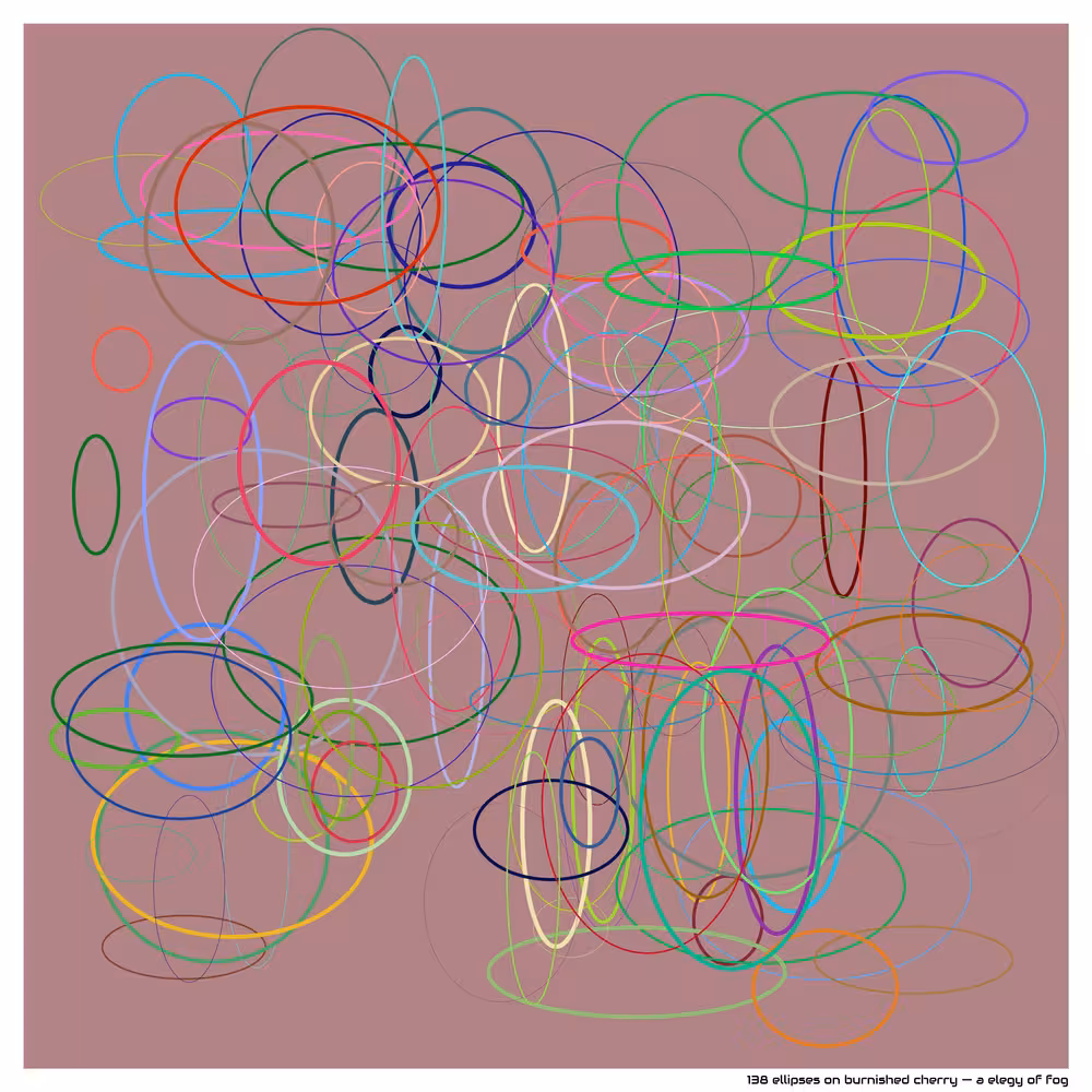 138 ellipses on burnished cherry — a elegy of fog