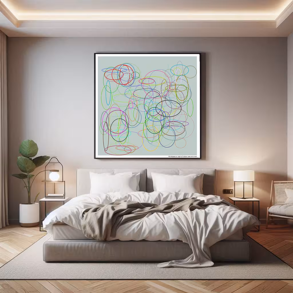 143 ellipses on night of hollow rose and cream in room setting